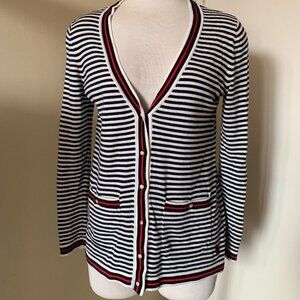 THE OPRAH MAGAZINE COLLECTION FOR TALBOTS STRIPED CARDIGAN SWEATER SIZE P